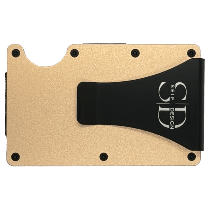 Seif klambriga alumiiniumist kaarditasku Päike